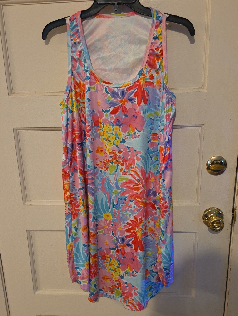 Sleeveless Floral Midi Dress in Pink & Blue